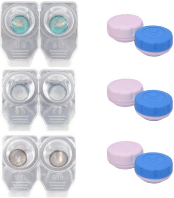 

Choice Empire 3 Pair Zero Power Monthly Contact Lens With 3 Cases - Aqua - Blue - Grey Color Lens Monthly Contact Lens(0 Power, Aqua, Blue, Grey, Pack of 3)