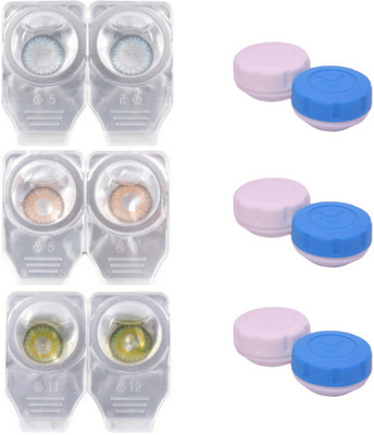 

Choice Empire 3 Pair Zero Power Monthly Contact Lens With 3 Cases - Blue - Brown - Green Color Lens Monthly Contact Lens(0 Power, Blue, Brown, Green, Pack of 3)