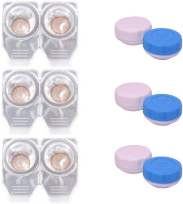 

Choice Empire 3 Pair Zero Power Monthly Contact Lens With 3 Cases - Brown Color Lens Monthly Contact Lens(0 Power, Brown, Pack of 3)