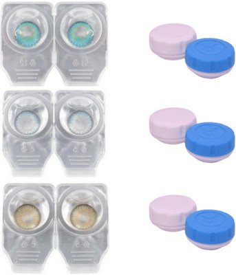 

Choice Empire 3 Pair Zero Power Monthly Contact Lens With 3 Cases - Aqua - Blue - Gold Color Lens Monthly Contact Lens(0 Power, Aqua, Blue, Gold, Pack of 3)