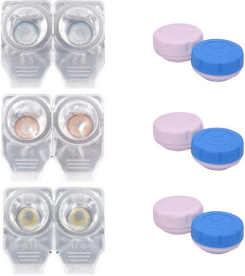 

Choice Empire 3 Pair Zero Power Monthly Contact Lens With 3 Cases - Blue - Brown - Dark Grey Color Lens Monthly Contact Lens(0 Power, Blue, Brown, Grey, Pack of 3)