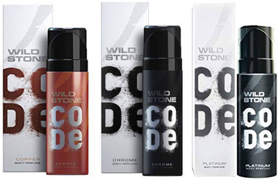 

Wild Stone CODE PLATINUM DEODORANT 120 ML+ CODE COPPER DEODORANT 120 ML+ CODE CHROME DEODORANT 120 ML Deodorant Spray - For Men(120 ml, Pack of 3)