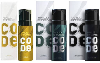 

Wild Stone CODE CHROME DEODORANT 120 ML+ CODE STEEL DEODORANT 120 ML+ CODE GOLD DEODORANT 120 ML Deodorant Spray - For Men(120 ml, Pack of 3)