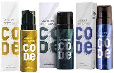 

Wild Stone CODE TITANIUM DEODORANT 120 ML+ CODE STEEL DEODORANT 120 ML+ CODE GOLD DEODORANT 120 ML Deodorant Spray - For Men(120 ml, Pack of 3)