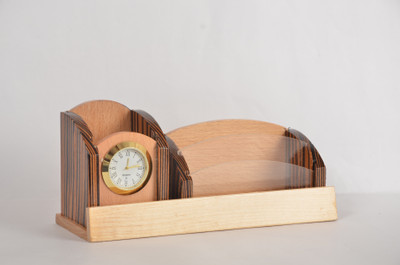 

SHIVOM CRAFTS 3 Compartments Wooden & Acrylic PEN STAND(TWO TONE)