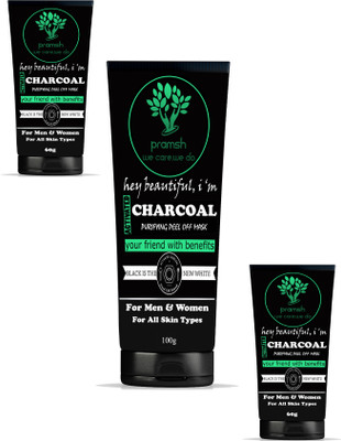

PRAMSH Activated Charcoal Peel Off Mask 220g (Medical Grade)-For Anti Acne Blackhead Removal Instant Glow(220 g)