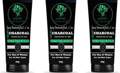 

PRAMSH Activated Charcoal Peel Off Mask 60*3=180g (Medical Grade)-For Anti Acne||Blackhead Removal||Glowing Skin(180 g)