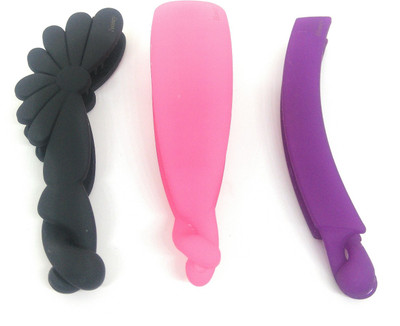 

Khubsurat Premium Banana Clip / Banana Claw Clip, Set of 3 Pieces of 3 Color 3 Designs, Smooth Silicon Feel, Length 11 Centimeters Banana Clip, Hair Clip(Multicolor)
