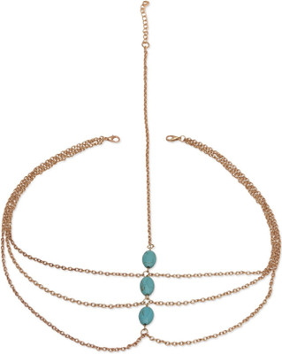 

Rominks The Style Shop ROMINKS Multistrand Turquoise Studded Hair Chain (JFBOD0121) (Valentine Gift) Hair Chain(Gold)