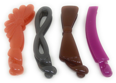 

Khubsurat Premium Banana Clip / Banana Claw Clip, Set of 4 Pieces of 4 Color 4 Designs, Smooth Touch Feel, Length 11 Centimeters Banana Clip, Hair Clip(Multicolor)