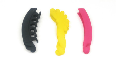 

Khubsurat Premium Banana Clip / Banana Claw Clip, Set of 3 Pieces of 3 Color 3 Designs, Smooth Silicon Feel, Length 11 Centimeters Banana Clip, Hair Clip(Multicolor)
