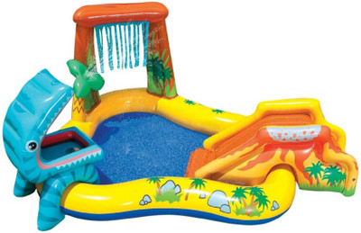 

AZIN Intex Â® Original Inflatable Dinosaur Kids Play Center Swimming Pool /paddling pool With Inbuilt water spray & slide with 6 balls Inflatable Pool(Multicolor)