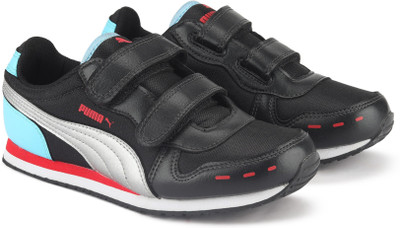 

Puma Boys & Girls Velcro Sneakers(Black, Black-silver-poppy red-nrgy tu