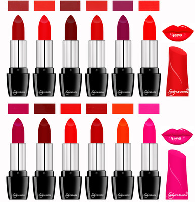 

Lady Fashion Super Matte Lipsticks(Red, Maroon, Pink, Purple, Orange, Diva Red, Plum, 42 g)