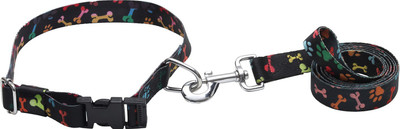 

W9 High Quality Bone And Paw Printed Leash And Collar Set For Dog -1 Inch 137 cm Dog Strap Leash(Multicolor)