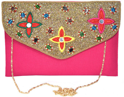 

Saffronworld Women Evening/Party Pink Cotton Sling Bag