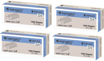 Kangaro Heavy Duty 1/4 23-6H 23-6H Stapler Pins(Set of 1000, Silver)