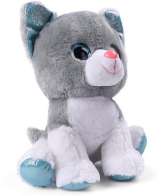 My Baby Excels Grey Cat Plush With Sparkle Eyes & Ears 22cm - 22 cm(Grey)