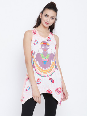 Camey Casual Sleeveless Graphic Print Women Multicolor Top