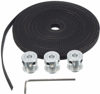 TECHNOLOGYBAZAR 5m GT2 Belt Width 6mm + 3pcs GT2 Timing Pulley 20 Teeth Bore 5mm For RepRap-prusa CNC Toy Accessory(MOTOR Black)