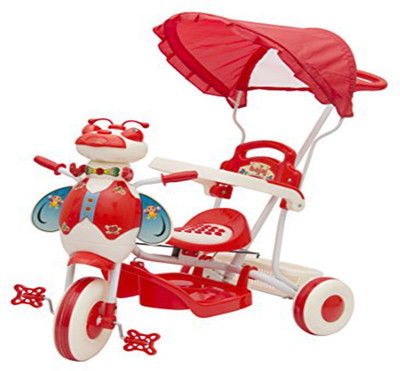 STEPUPP BABY TRICYCLE FOR KIDS WITH FRONT OR BACK BASKET AND CANOPY AND PARENT HANDLE OR MUSICAL TRICYCLE RED, WHITE COLOUR KIDS TRICYCLE RECOMMENDED TRICYCLE FOR BABY GIRL OR TRICYCLE FOR BABY BOY OR TRICYCLE FOR TODDLER GIRL OR TRICYCLE FOR TODDLER BOY 