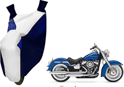 AUTO PEARL Two Wheeler Cover for Harley Davidson(CD deluxe, White, Blue)