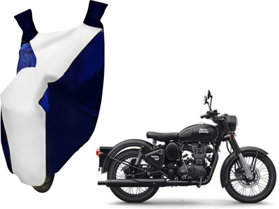 AUTO PEARL Two Wheeler Cover for Royal Enfield(SS, White, Blue)