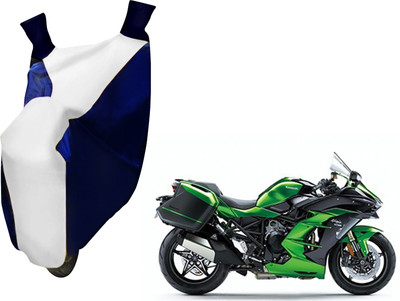 AUTO PEARL Two Wheeler Cover for Kawasaki(Ninja, White, Blue)