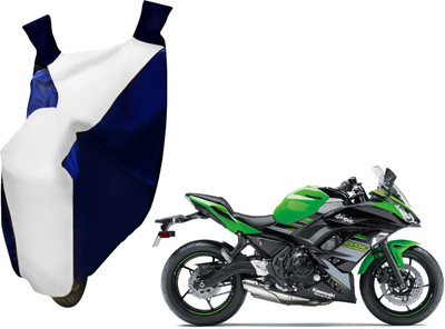 AUTO PEARL Two Wheeler Cover for Kawasaki(Ninja, White, Blue)