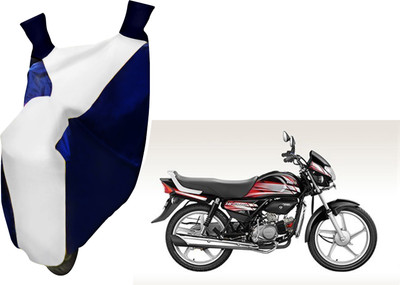 AUTO PEARL Two Wheeler Cover for Hero(HF Deluxe, White, Blue)