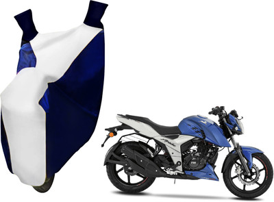 AUTO PEARL Two Wheeler Cover for TVS(Apache RTR 160, White, Blue)