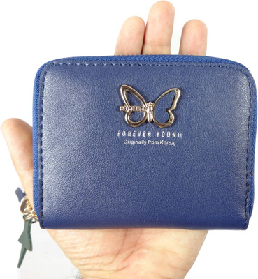 

SB Women Blue Artificial Leather Wallet(4 Card Slots), Butterfly blue