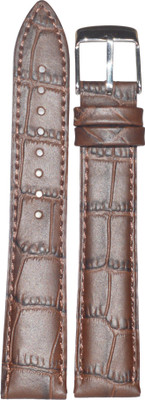 

SURU Croco Padded EL18PBR 18 mm Leather Watch Strap(Brown)