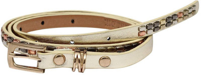 

SRI Women Party Gold Genuine Leather Belt, Black;gold