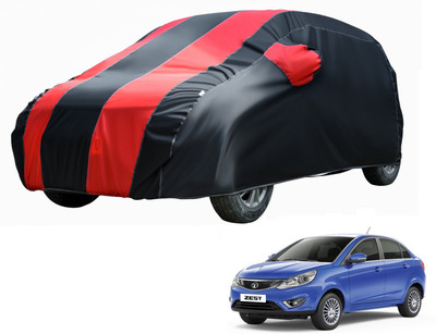 Fit Fly Car Cover For Tata Zest (With Mirror Pockets)(Black, Red)
