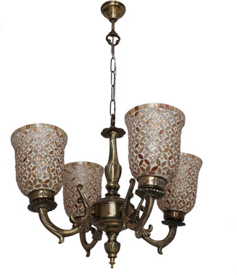 AFAST Royal Chandelier Decorate With Chips & BeedsGlass For Magical & Romantic Lighting Effect ,4 Light Ceiling Pandent Lamp- KJ6 Chandelier Ceiling Lamp(Multicolor)