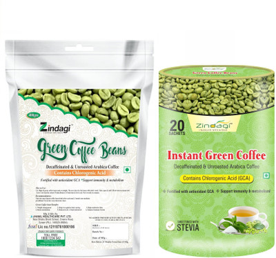 

Zindagi Green Coffee Beans & Instant Green Coffee Powder - Sugarfree Coffee Beans For Weight Lose Instant Coffee 420 g(Pack of 2, Green Coffee Flavoured)