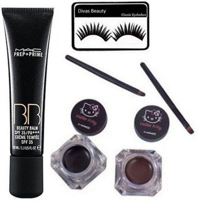 

divas beauty eyelashes & Prep-Prime BB Beauty blam Cream & Hello Kitty Two Balm Eyeliner(Set of 4)