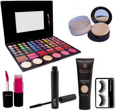 

divas beauty Make Up Brush Set Of 2, Anastasia Loose Powder Compact & Foundation, Zoom Lash Mascara, Pink Lipgloss, Make Up Palette Of Mac(Set of 7)