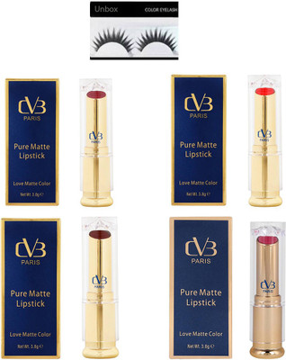 

UnBox Imported combo of CVB Lipstick, & Eyelashes (Set of 5)(Set of 5)