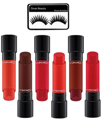 

divas beauty Eyelashes With MAC Imported Liptensity Lipstick Multicolour(Set of 7)