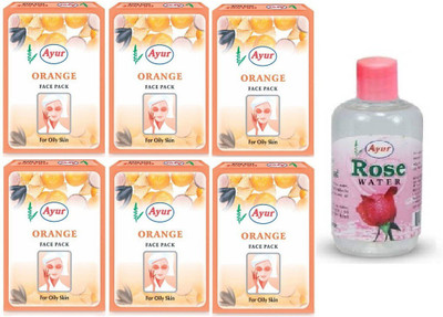 

Ayur Herbals Orange Face Pack, 25g (Pack of 6) + 1 Rose Water(Set of 7)