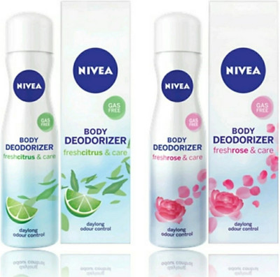 

Nivea FreshCitrus and FreshRose Gas Free Body Deodorizer for Women 120ML+120ML (Pack of 2) Deodorant Spray - For Women(240 ml, Pack of 2)