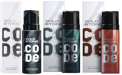 

Wild Stone CODE COPPER DEODORANT 120 ML+ CODE STEEL DEODORANT 120 ML+ CODE PLATINUM DEODORANT 120 ML Deodorant Spray - For Men(120 ml, Pack of 3)