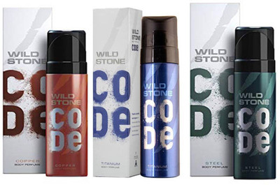 

Wild Stone CODE STEEL DEODORANT 120 ML+ CODE COPPER DEODORANT 120 ML+ CODE TITANIUM DEODORANT 120 ML Deodorant Spray - For Men(120 ml, Pack of 3)