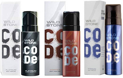 

Wild Stone CODE COPPER DEODORANT 120 ML+ CODE TITANIUM DEODORANT 120 ML+ CODE PLATINUM DEODORANT 120 ML Deodorant Spray - For Men(120 ml, Pack of 3)