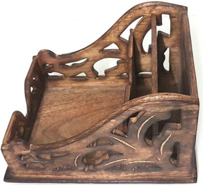 

FashionFrame 3 Compartments Wooden Desk Organizer/Letter Rack Cum Mobile Stand(Brown)