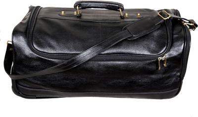 

JASHMIN Genuine Leather Duffel Strolley Bag Duffel Strolley Bag(Black)