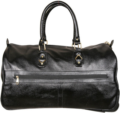 

JASHMIN Genuine Leather Duffel Strolley Bag Duffel Strolley Bag(Black)