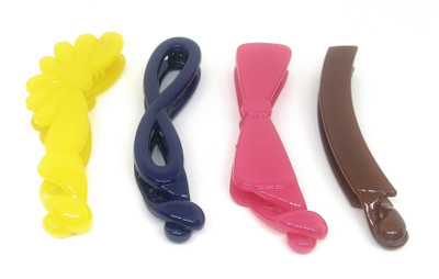

Khubsurat Premium Banana Clip / Banana Claw Clip, Set of 4 Pieces of 4 Color 4 Designs, Smooth Touch Feel, Length 11 Centimeters Banana Clip, Hair Clip(Multicolor)
